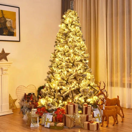 Christmas Tree 6ft Artificial Snow Decorated Flocked Hinged Indoor Outdoor