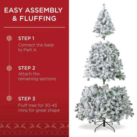 Christmas Tree 6ft Artificial Snow Decorated Flocked Hinged Indoor Outdoor