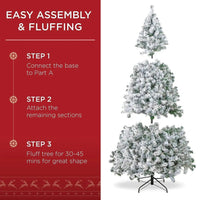 Christmas Tree 6ft Artificial Snow Decorated Flocked Hinged Indoor Outdoor - Lusy Store LLC