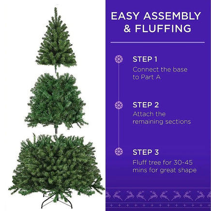Christmas Tree 6ft Premium Pine Hinged Artificial Holiday Tree Metal Base - Lusy Store LLC
