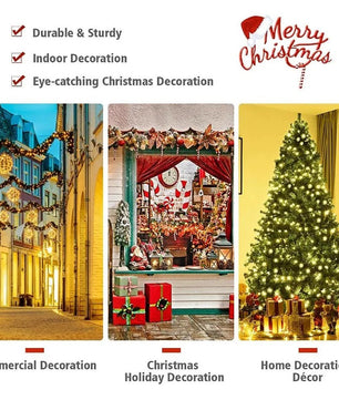 Christmas Tree 6ft Vebreda Pre-Lit with 300 Clear Lights - Indoor/Outdoor - Lusy Store LLC