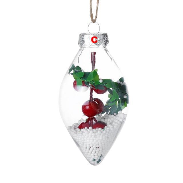 Christmas Tree Drop Ornaments Plastic Ball Transparent Hanging Xmas Pendant Ball - Lusy Store