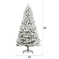 Christmas Tree Pre-Lit Flocked Frisco Pine - 6.5 ft - 250 Clear Lights - Lusy Store LLC