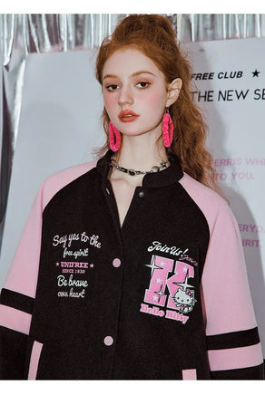 Cinnamoroll Baseball Uniform Sanrio Kuromi Biker Punching Female MyMelody LooseWarm Windproof Jacket Hello Kitty