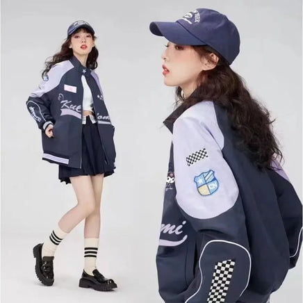 Cinnamoroll Baseball Uniform Sanrio Kuromi Biker Punching Female MyMelody LooseWarm Windproof Jacket