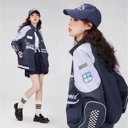 Cinnamoroll Baseball Uniform Sanrio Kuromi Biker Punching Female MyMelody LooseWarm Windproof Jacket - Lusy Store LLC