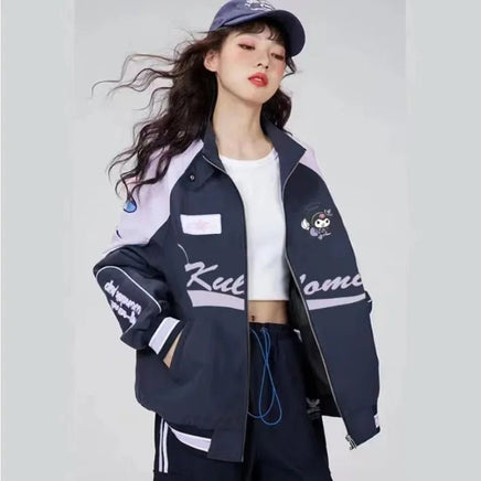 Cinnamoroll Baseball Uniform Sanrio Kuromi Biker Punching Female MyMelody LooseWarm Windproof Jacket