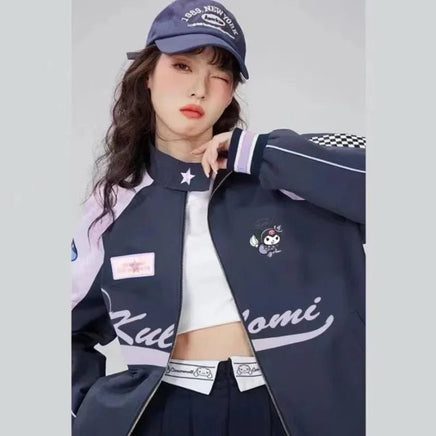 Cinnamoroll Baseball Uniform Sanrio Kuromi Biker Punching Female MyMelody LooseWarm Windproof Jacket