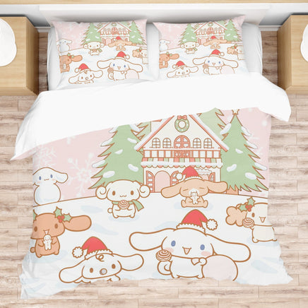 Cinnamoroll Bed Set - Snuggle Up with a Quilted Bedding Set Celebrate the Holidays with Cinnamoroll - Lusy Store LLC