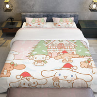 Cinnamoroll Bed Set - Snuggle Up with a Quilted Bedding Set Celebrate the Holidays with Cinnamoroll - Lusy Store LLC