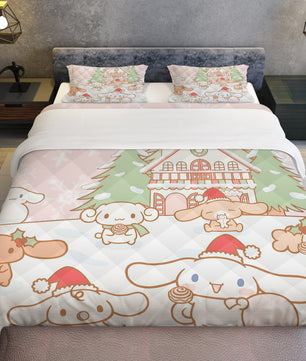 Cinnamoroll Bed Set - Snuggle Up with a Quilted Bedding Set Celebrate the Holidays with Cinnamoroll - Lusy Store LLC