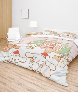 Cinnamoroll Bed Set - Snuggle Up with a Quilted Bedding Set Celebrate the Holidays with Cinnamoroll - Lusy Store LLC