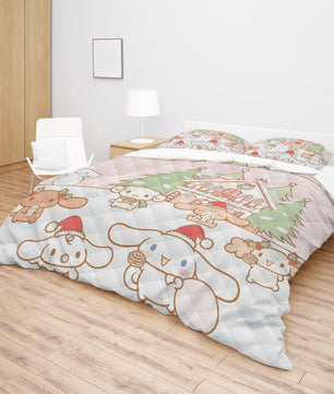 Cinnamoroll Bed Set - Snuggle Up with a Quilted Bedding Set Celebrate the Holidays with Cinnamoroll - Lusy Store LLC