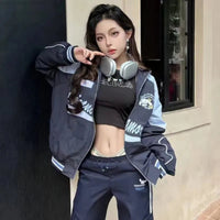 Cinnamoroll Bomber Jackets Y2K Casual Zipper Oversize Sanrio Women Blazers Student Coat and Pant Loose
