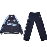 Cinnamoroll Bomber Jackets Y2K Casual Zipper Oversize Sanrio Women Blazers Student Coat and Pant Loose 2 set C