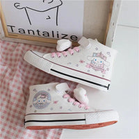 Cinnamoroll Canvas Shoes Kawaii Anime High-Top Plush Doll Magic Tape Tie Sneakers Girls Gifts - Lusy Store LLC