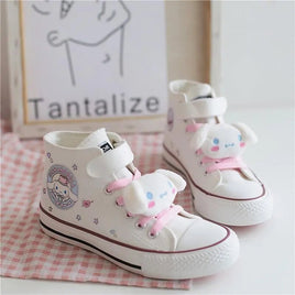 Cinnamoroll Canvas Shoes Kawaii Anime High-Top Plush Doll Magic Tape Tie Sneakers Girls Gifts - Lusy Store LLC