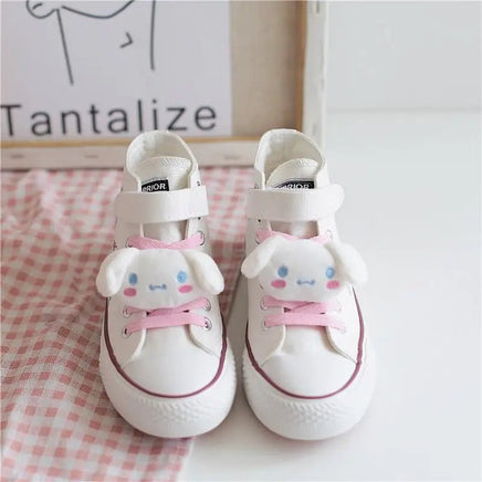 Cinnamoroll Canvas Shoes Kawaii Anime High-Top Plush Doll Magic Tape Tie Sneakers Girls Gifts - Lusy Store LLC