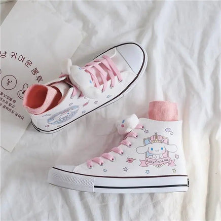 Cinnamoroll Canvas Shoes Kawaii Sanrio Cartoon Student High Top Casual Shoes Cute Girl Outdoor - Lusy Store LLC