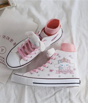 Cinnamoroll Canvas Shoes Kawaii Sanrio Cartoon Student High Top Casual Shoes Cute Girl Outdoor - Lusy Store LLC