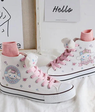 Cinnamoroll Canvas Shoes Kawaii Sanrio Cartoon Student High Top Casual Shoes Cute Girl Outdoor - Lusy Store LLC
