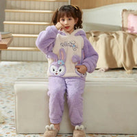 Cinnamoroll Pajama Kuromi Kawaii My Melody Cartoon Plus Velvet Thicken Hooded Tracksuit Girl Festival Gift - Lusy Store LLC