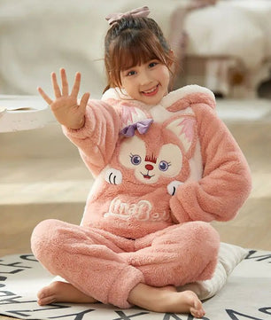 Cinnamoroll Pajama Kuromi Kawaii My Melody Cartoon Plus Velvet Thicken Hooded Tracksuit Girl Festival Gift - Lusy Store LLC