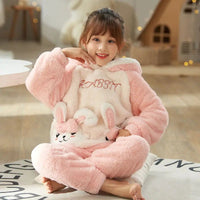 Cinnamoroll Pajama Kuromi Kawaii My Melody Cartoon Plus Velvet Thicken Hooded Tracksuit Girl Festival Gift - Lusy Store LLC