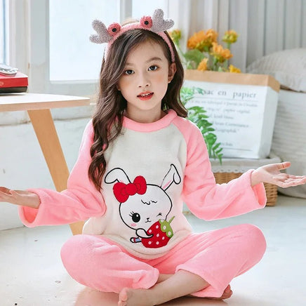 Cinnamoroll Pajamas Set Thicken Children Sanrio Kuromi Hello Kitty Boy Girl Flannel Fleece - Lusy Store LLC