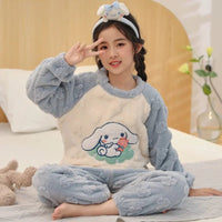 Cinnamoroll Pajamas Set Thicken Children Sanrio Kuromi Hello Kitty Boy Girl Flannel Fleece - Lusy Store LLC