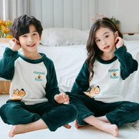 Cinnamoroll Pajamas Set Thicken Children Sanrio Kuromi Hello Kitty Boy Girl Flannel Fleece - Lusy Store LLC