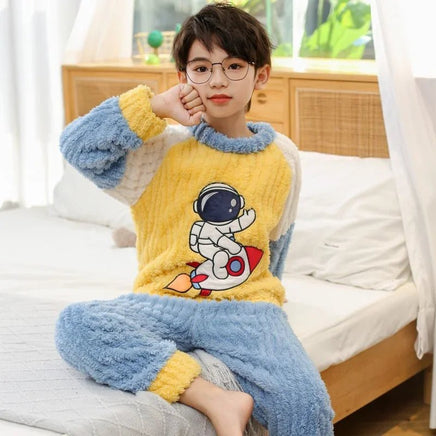 Cinnamoroll Pajamas Set Thicken Children Sanrio Kuromi Hello Kitty Boy Girl Flannel Fleece - Lusy Store LLC