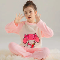 Cinnamoroll Pajamas Set Thicken Children Sanrio Kuromi Hello Kitty Boy Girl Flannel Fleece - Lusy Store LLC