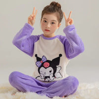 Cinnamoroll Pajamas Set Thicken Children Sanrio Kuromi Hello Kitty Boy Girl Flannel Fleece - Lusy Store LLC