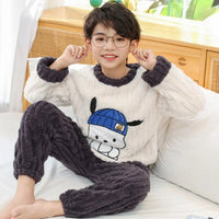 Cinnamoroll Pajamas Set Thicken Children Sanrio Kuromi Hello Kitty Boy Girl Flannel Fleece - Lusy Store LLC