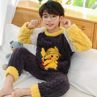 Cinnamoroll Pajamas Set Thicken Children Sanrio Kuromi Hello Kitty Boy Girl Flannel Fleece - Lusy Store LLC