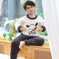 Cinnamoroll Pajamas Set Thicken Children Sanrio Kuromi Hello Kitty Boy Girl Flannel Fleece - Lusy Store LLC