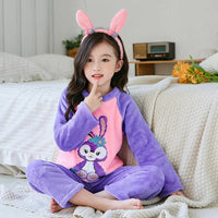 Cinnamoroll Pajamas Set Thicken Children Sanrio Kuromi Hello Kitty Boy Girl Flannel Fleece - Lusy Store LLC