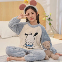 Cinnamoroll Pajamas Set Thicken Children Sanrio Kuromi Hello Kitty Boy Girl Flannel Fleece - Lusy Store LLC