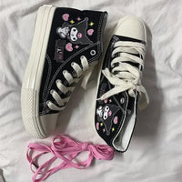 Cinnamoroll Shoes Kuromi Anime Cartoon Cute High-Top Canvas Shoes Schoolgirls Girl Gift - Lusy Store LLC