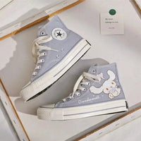 Cinnamoroll Shoes Kuromi Anime Cartoon Cute High-Top Canvas Shoes Schoolgirls Girl Gift - Lusy Store LLC
