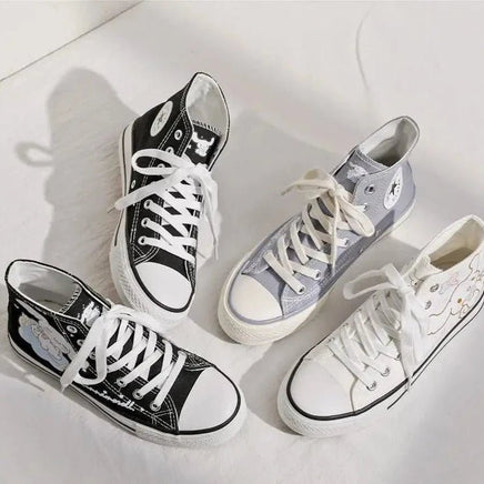 Cinnamoroll Shoes Kuromi Anime Cartoon Cute High-Top Canvas Shoes Schoolgirls Girl Gift - Lusy Store LLC