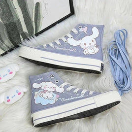 Cinnamoroll Shoes Kuromi Anime Cartoon Cute High-Top Canvas Shoes Schoolgirls Girl Gift - Lusy Store LLC