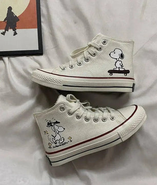 Cinnamoroll Shoes Kuromi Anime Cartoon Cute High-Top Canvas Shoes Schoolgirls Girl Gift - Lusy Store LLC