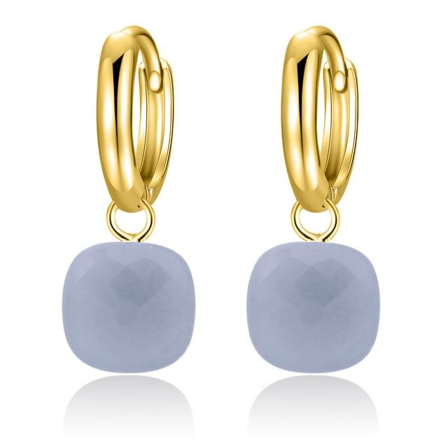 Classic London Blue Topaz Earrings Solid Gold Color 925 Sterling Silver - Lusy Store