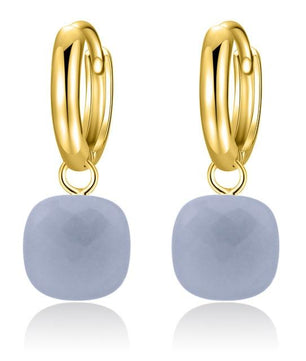 Classic London Blue Topaz Earrings Solid Gold Color 925 Sterling Silver - Lusy Store