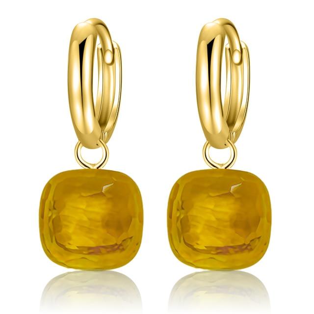 Classic London Blue Topaz Earrings Solid Gold Color 925 Sterling Silver - Lusy Store