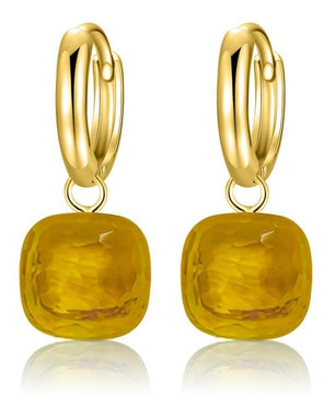 Classic London Blue Topaz Earrings Solid Gold Color 925 Sterling Silver - Lusy Store