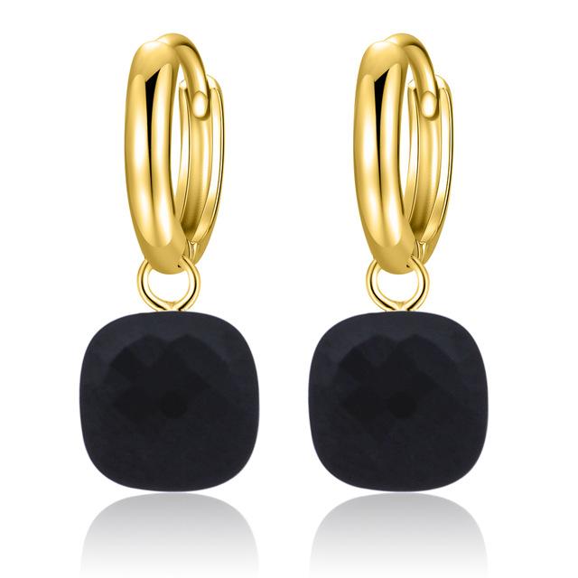 Classic London Blue Topaz Earrings Solid Gold Color 925 Sterling Silver - Lusy Store