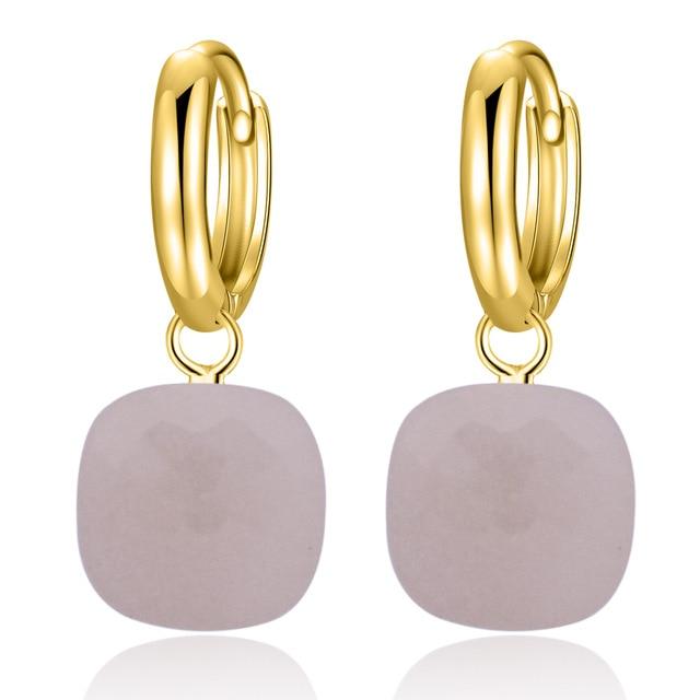 Classic London Blue Topaz Earrings Solid Gold Color 925 Sterling Silver - Lusy Store